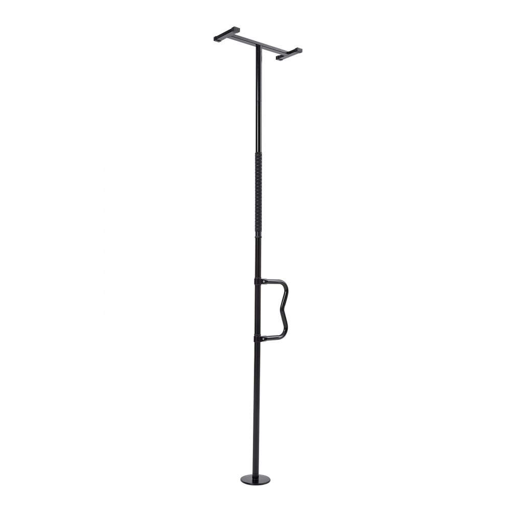 VEVOR Asta di Trasferimento dal Pavimento al Soffitto, Capacità 136 kg Barra di Sostegno per Bagno Montata a Tensione con Maniglia Curva Antiscivolo, Asta di Sicurezza per Soffitti 2140 a 3050 mm Nero