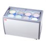 VEVOR Vetrina per Gelato Commerciale 1800 x 715 x 880 mm Congelatore Mobile 567 L Vetrina per Gelateria con Piano Vetro, 8 Grandi Contenitori, 2 Porte Scorrevoli in Vetro, Ruote di Bloccaggio, Bianco