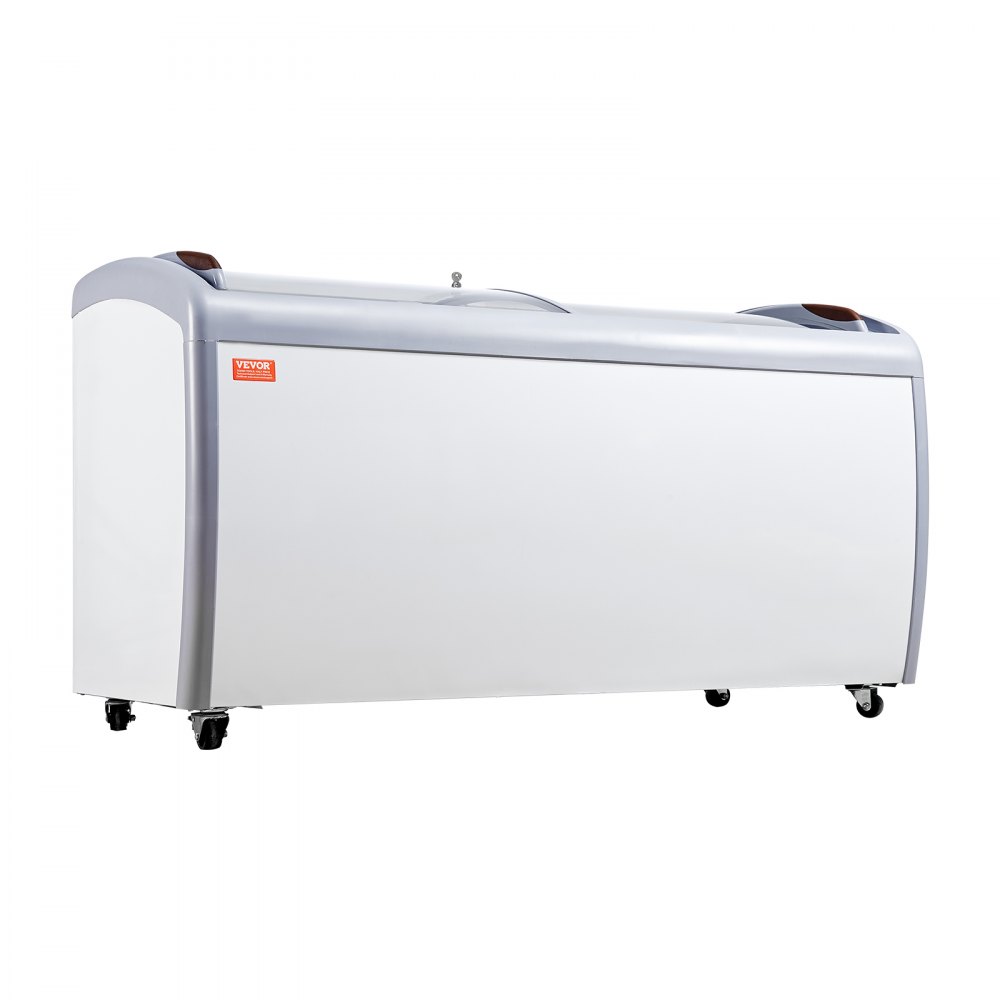 VEVOR Vetrina per Gelato Commerciale 460 L Congelatore Mobile con Piano in Vetro, Armadietto per Gelato per Ristorante, 5 Cestelli Metallici, 2 Porte Scorrevoli in Vetro, Ruote con Bloccaggio, Bianco