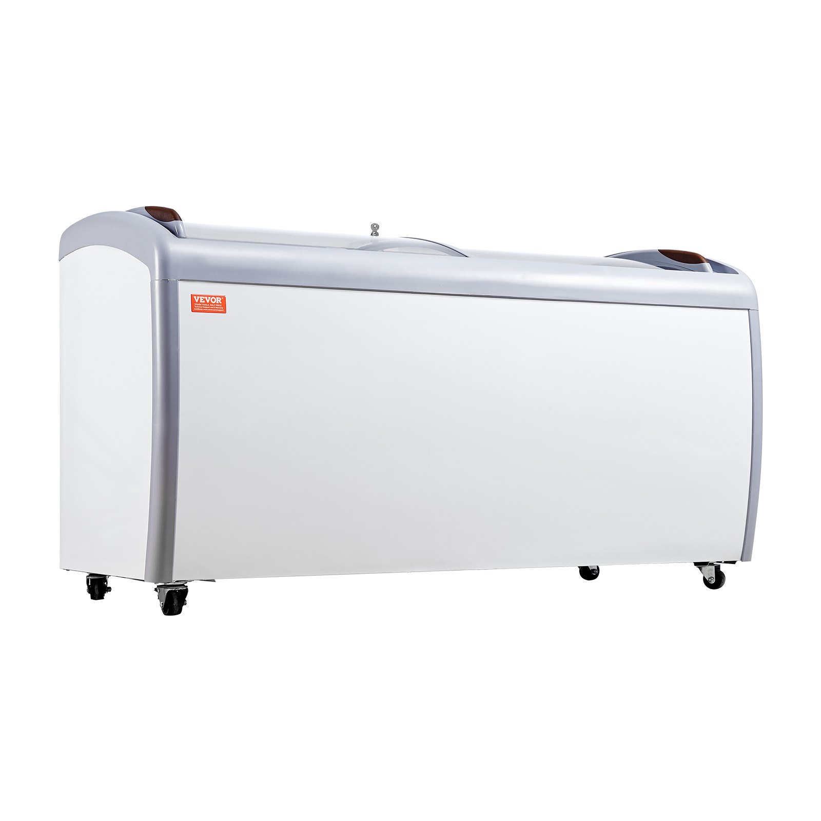 VEVOR Commercial Ice Cream Display Case, 460 L Chest Freezer, Mobile Freezer with Glass Shelf, Restaurant Gelato Immersion Cabinet with 5 Wire Baskets, 2 Sliding Glass Doors, Locking Casters, White