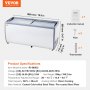 VEVOR Vetrina per Gelato Commerciale 1800 x 715 x 880 mm Vetrina per Gelato per Ristorante 567 L con Piano in Vetro, con 12 Grandi Contenitori, 2 Porte Scorrevoli in Vetro, Ruote di Bloccaggio, Bianco