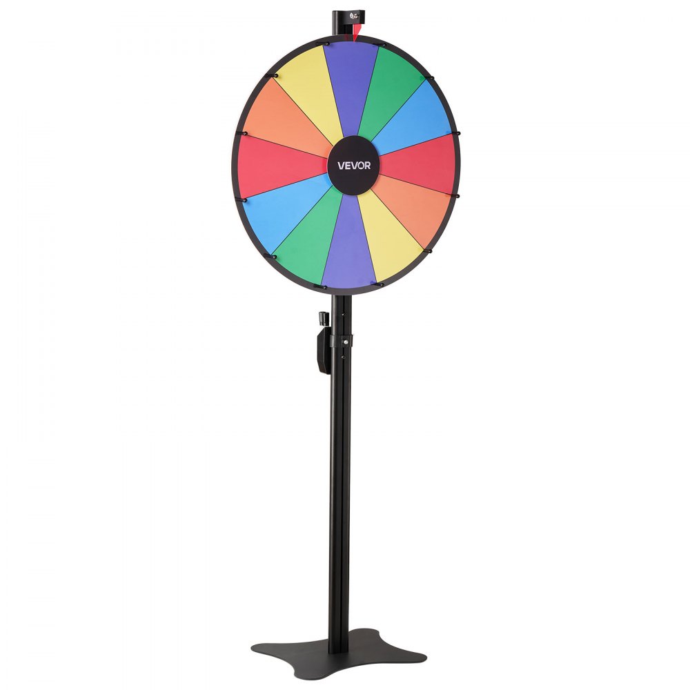 VEVOR Roulette con Supporto per Premi da 610 mm, Ruota Girevole a 12 Slot con Supporto, Altezza Regolabile, con Cancellabile a Secco e 2 Pennarelli, 6 Colori, per Feste, Pub, Fiere, Carnevale