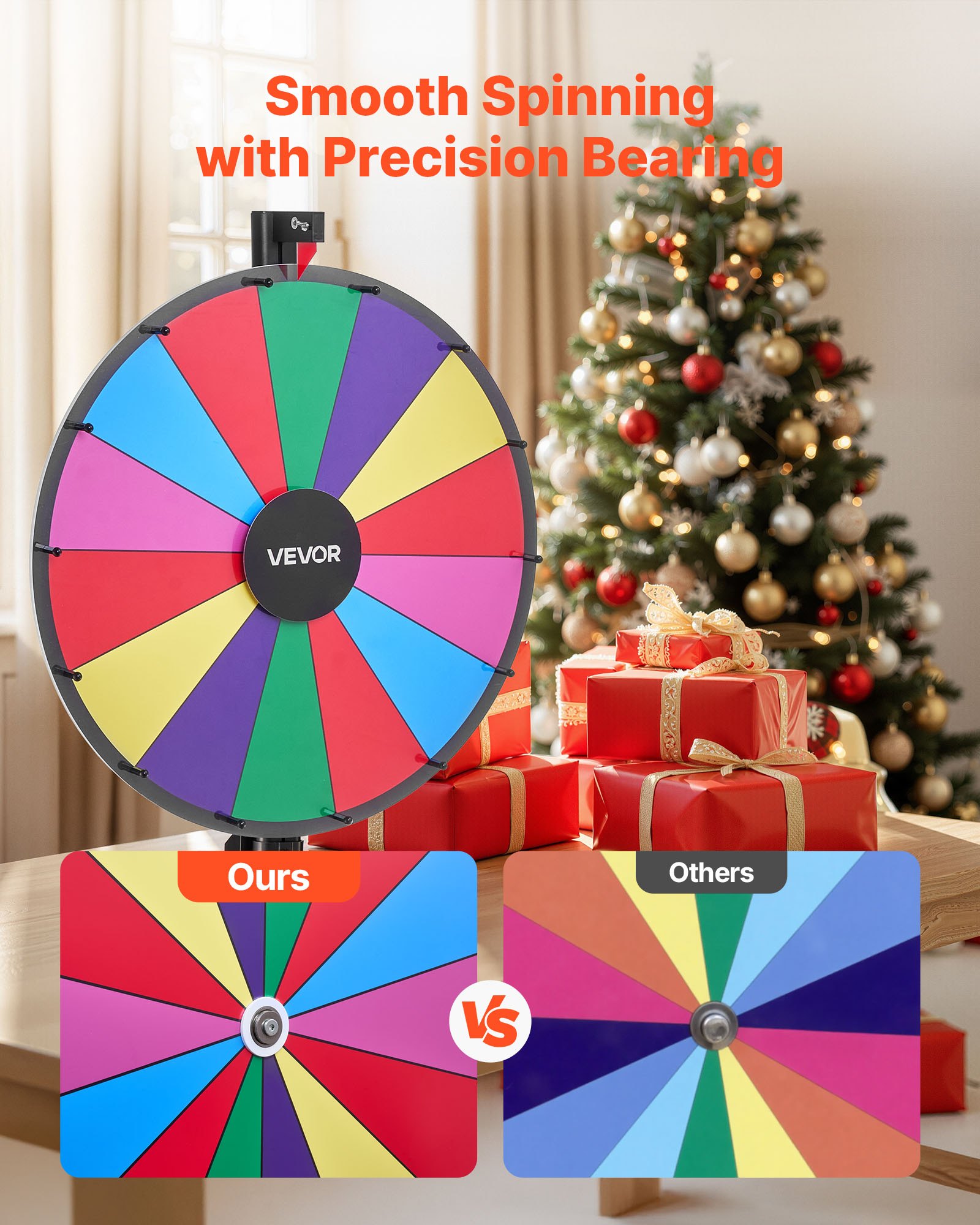 VEVOR Ruota dei Premi Girevole da 610 mm, Ruota Girevole a 14 Slot con Supporto, Altezza Regolabile, Roulette Win Fortune con Cancellabile a Secco e 2 Pennarelli, 6 Colori, per Feste, Pub, Carnevale