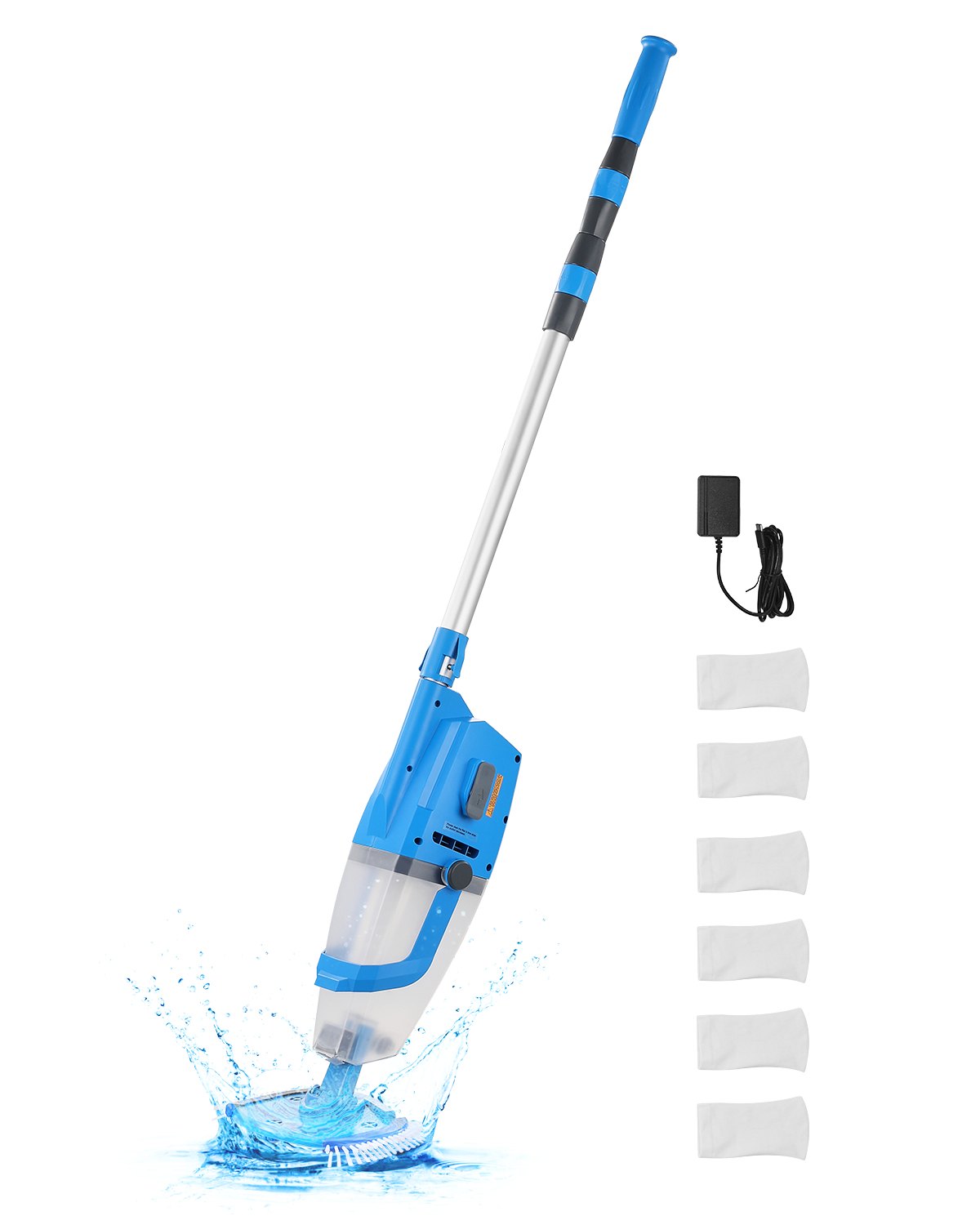 VEVOR Cordless Handheld Pool Cleaner (100 L/min) for Hot Tubs with Extension Pole, Rechargeable Pool Cleaner, Runs Up To 1 Hour, for Above Ground/In-Ground Pool Spas