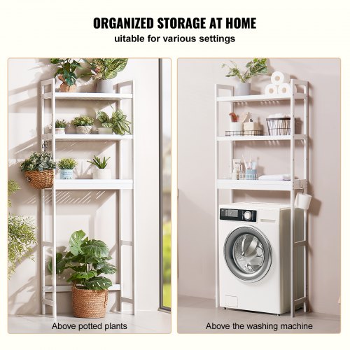 VEVOR Mobiletto Portaoggetti Sopra WC, 175x65x27 Cm, Armadietto Bagno Con Ante E Ripiano Regolabile, Legno Naturale, Carico 10kg