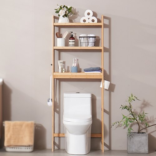 Godboat Mensola Per WC Con 3 Ripiani E Porta Carta | Scaffale Sopra Water Con Ganci | Organizzatore Bagno In Ferro 50x32x15 Cm - 4