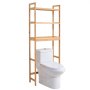 VEVOR Over-the-Toilet Storage, 3-Tier Adjustable Bathroom Organizer, Bamboo Storage Shelf with 3 Hooks, Freestanding, Easy-to-Use Laundry Space Saver