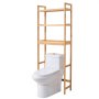 VEVOR Over-the-Toilet Storage, 3-Tier Adjustable Bathroom Organizer, Bamboo Storage Shelf with 3 Hooks, Freestanding, Easy-to-Use Laundry Space Saver