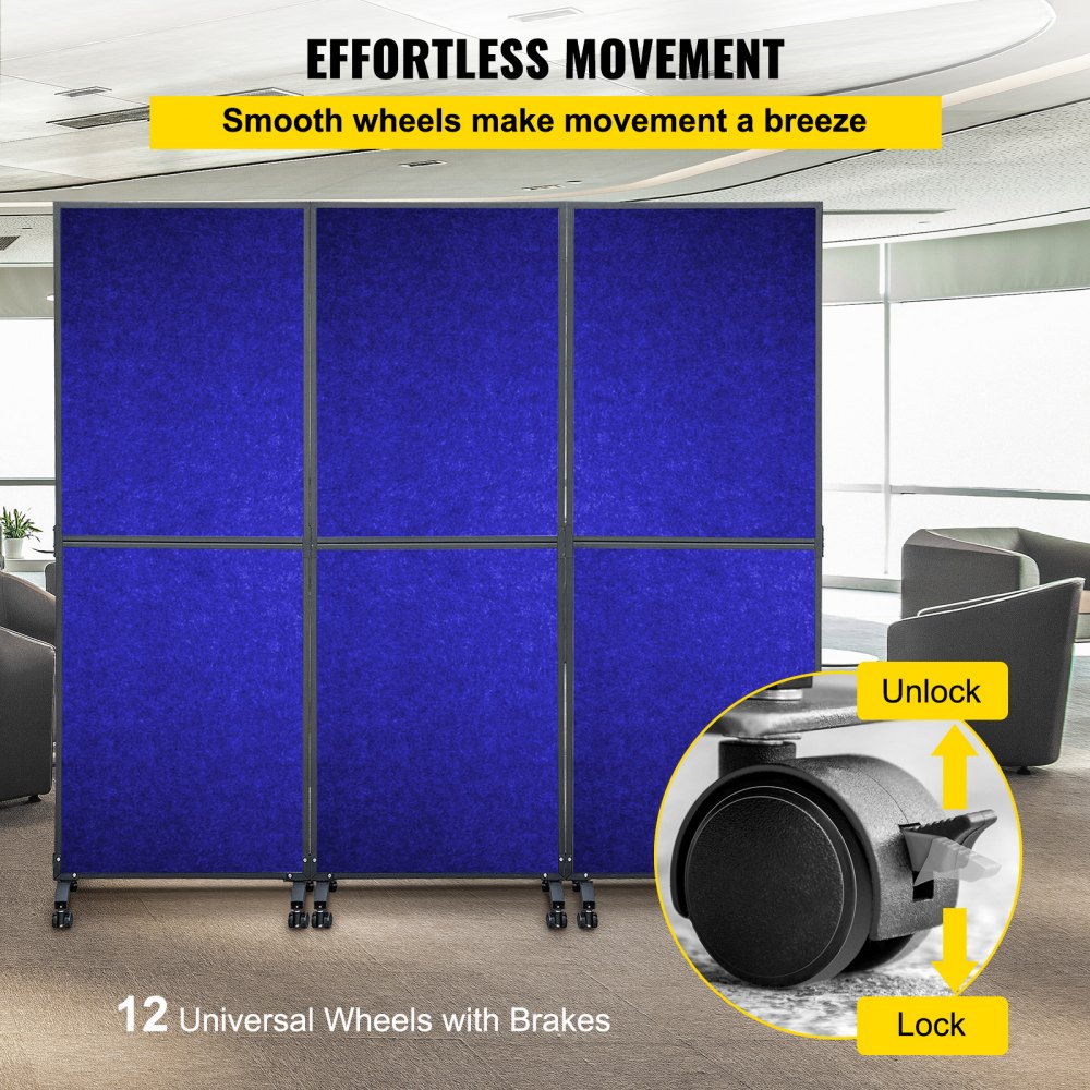 Vevor 3pz Divisorio Acustico Blu Pannelli Fonoassorbenti 183x168cm In Acciaio