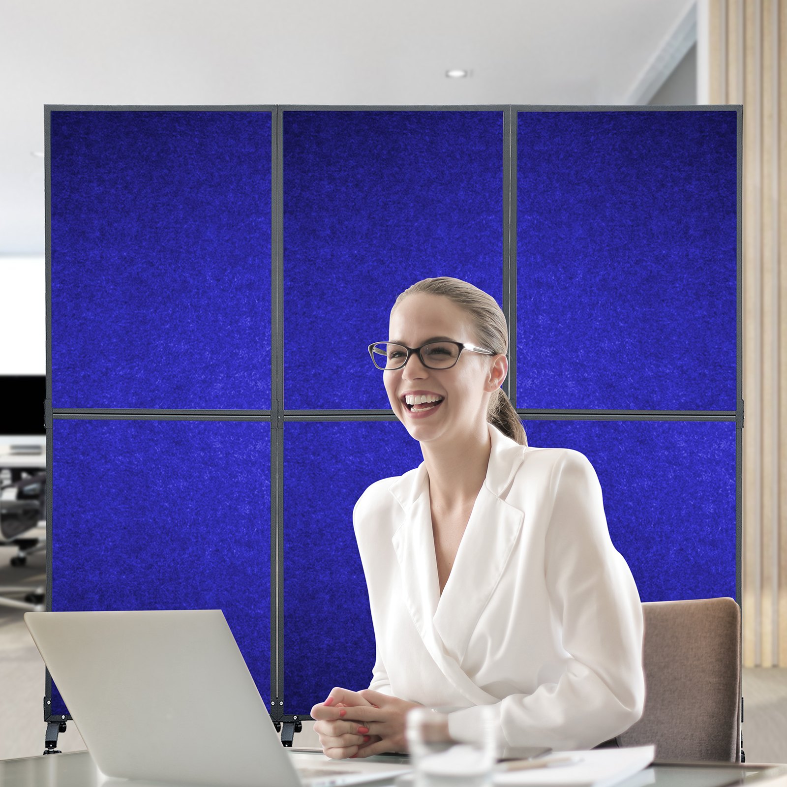 Vevor 3pz Divisorio Acustico Blu Pannelli Fonoassorbenti 183x168cm In Acciaio