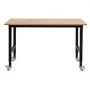 VEVOR Adjustable Workbench on Wheels, 680 kg Capacity, 122 x 60 cm Oak Wood Top Workbench with 72.5-107.5 Height Adjustment, Heavy-Duty Hardwood Worktable for Garage, Workshop, Home, Office