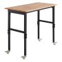 VEVOR Adjustable Workbench on Wheels, 680 kg Capacity, 122 x 60 cm Oak Wood Top Workbench with 72.5-107.5 Height Adjustment, Heavy-Duty Hardwood Worktable for Garage, Workshop, Home, Office