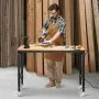 VEVOR 1219 mm Adjustable Workbench, 907 kg Load, Work Bench with Power Outlet, Wheels, and Pegboard, Heavy Duty Oak Wood Top Work Table for Garage, Workshop, Office, and Home