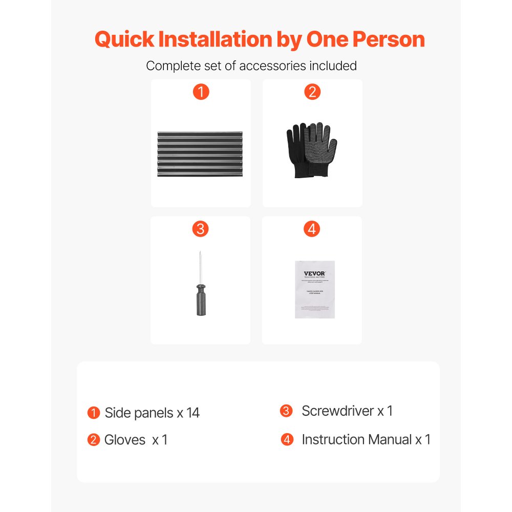VEVOR Letto da Giardino in Acciaio Zincato da 1800 x 900 x 290 mm, Design a Fondo Aperto, Grande Aiuola Rialzata per la Coltivazione di Verdure, Fiori, Erbe Aromatiche, Piante Grasse, Colore Zincato