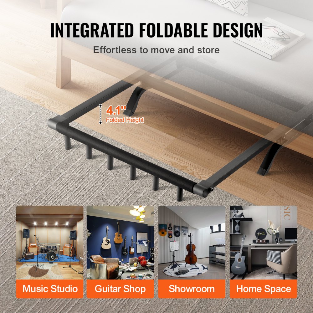 VEVOR Supporto per Chitarra a 5 Spazi, Espositore da Pavimento Pieghevole per Chitarra, Base Antiscivolo Perno di Sicurezza Protezione in Schiuma ad Alta Densità, per Chitarra Acustica Basso Elettrico