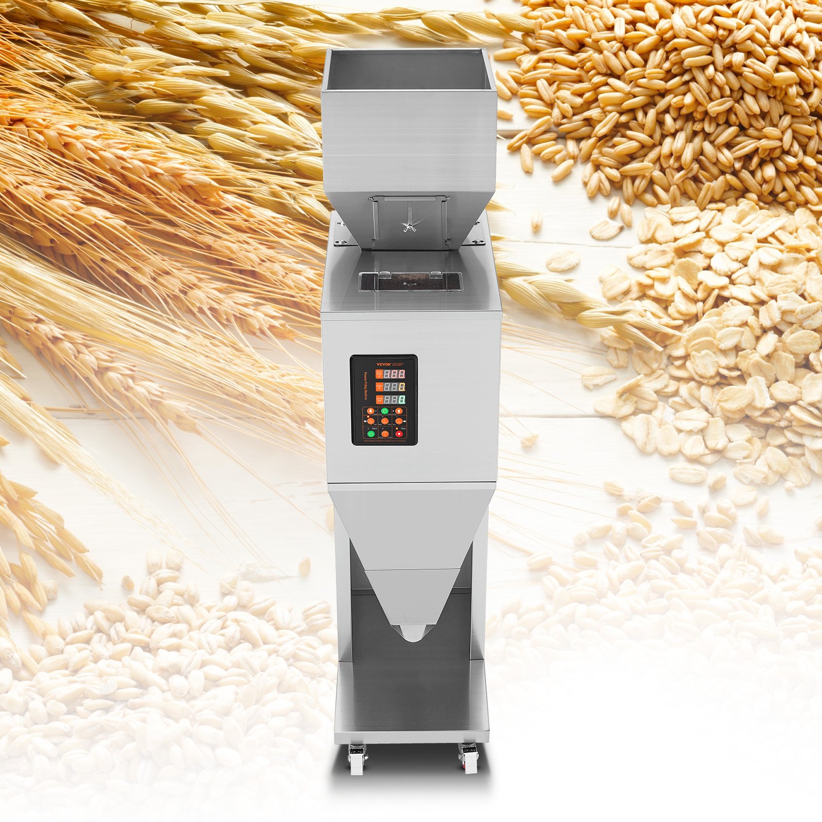 VEVOR Riempitrice di Particelle, 10-1000g, Riempitrice Automatica con Pedale, Acciaio Inossidabile, Riempitrice a Pesatura per Fagioli Semi di Grani Tè Imballaggio Granulare