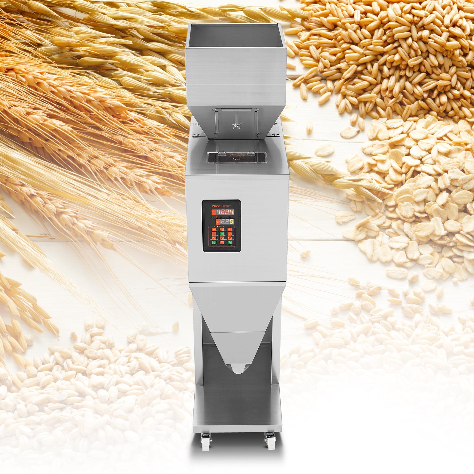 VEVOR particle filling machine, 20–5000 g, automatic filling machine with foot pedal, stainless steel weighing filling machine, weighing filler for beans, seeds, grains, tea, granule packaging