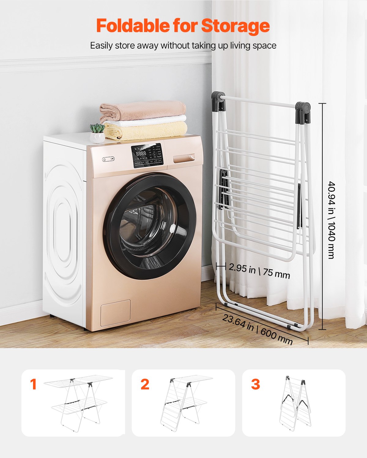 VEVOR Clothes Airer (2-Tier & Foldable) with Sock Clips & 31 Drying Bars, Height-Adjustable Metal Drying Rack, Freestanding & Space-Saving Clothes Hanger for Laundry Rooms, Balconies