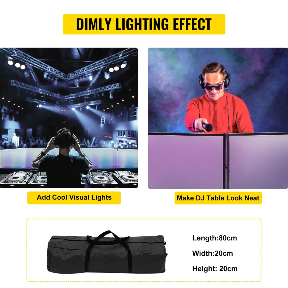 VEVOR Set di Pannelli in PVC Copriconsole per DJ Pieghevole Portatile Bianco, Pannelli per DJ Set Altezza 110cm da Coprire Console Alta Visibilità Materiale in Ferro e Poliestere Pieghevole Portatile