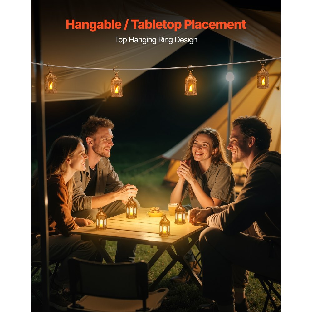 VEVOR Lanterne Decorative a Forma di Candela, Candele Elettriche a LED Senza Fiamma, Portacandele in Plastica con Vetro, Lanterne da Parete, per Tavoli da Matrimonio, Feste, Bronzo 12 Pezzi