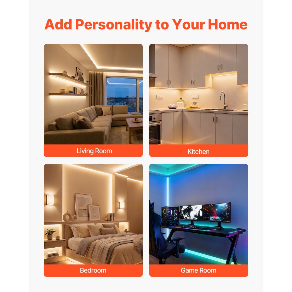 VEVOR Profilo per Strisce LED in Alluminio Sottopensile Lunghezza 1 m, Set di Profili per Strisce LED in Alluminio 20 pezzi per Illuminazione Sottopensile, Cucina Soggiorno Bar, Diffusore in PC