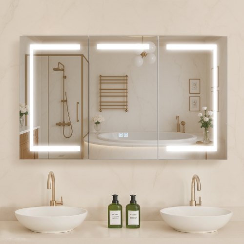 Armadietto per Medicinali, SucceBuy 50,8 × 76,2 cm con Specchio e Ripiani Regolabili Armadietto per Medicinali, SucceBuy 50,8 × 76,2 cm con Specchio e Ripiani Regolabili