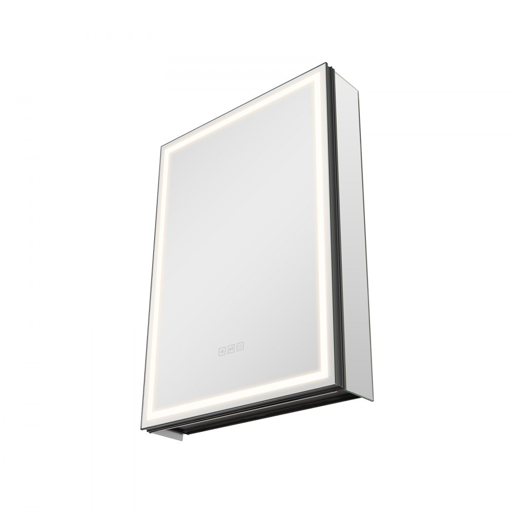 VEVOR Armadietto per Medicinali Illuminato con Specchio 50 x 70 cm da Incasso o da Parete, Mobiletto per Medicinali da Bagno con LED Dimmerabile a 3 Colori, Illuminazione Inferiore