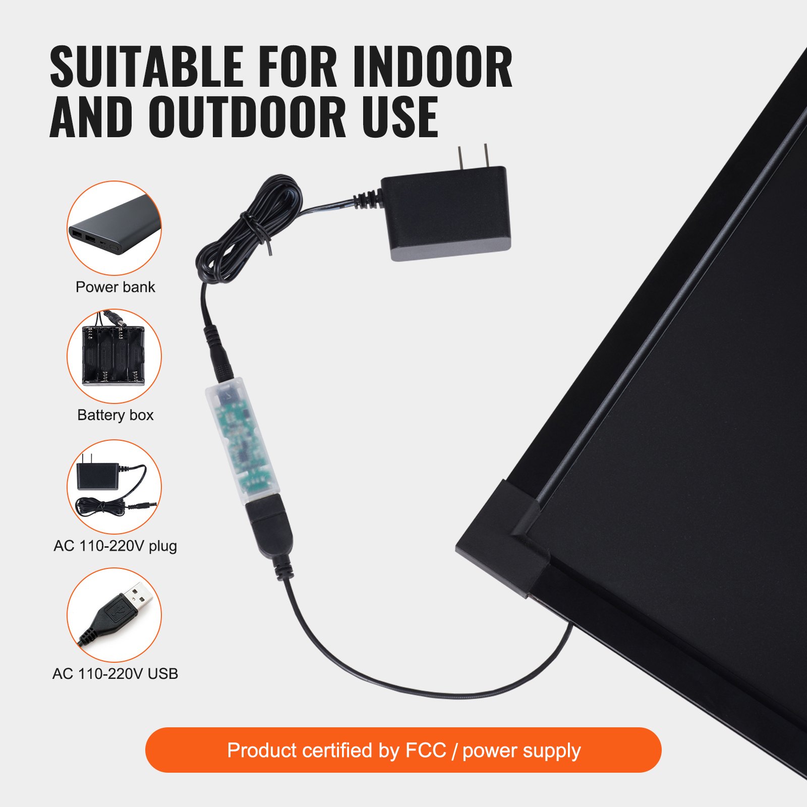 VEVOR Lavagna per Messaggi a LED 405 x 605 mm Lavagna per Menu Cancellabile Illuminata con Effetto Neon Nero con 8 Pennarelli a Gesso Fluorescente e Telecomando per Casa, Negozio di Abiti da Sposa