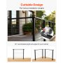 VEVOR Corrimano per Ringhiera del Balcone, Ringhiera per Scale Rettangolare in Acciaio Inossidabile da 198 cm, con Terminali, Rivestimento Nero Opaco, per Corridoi, Scale Interne ed Esterne, Terrazze
