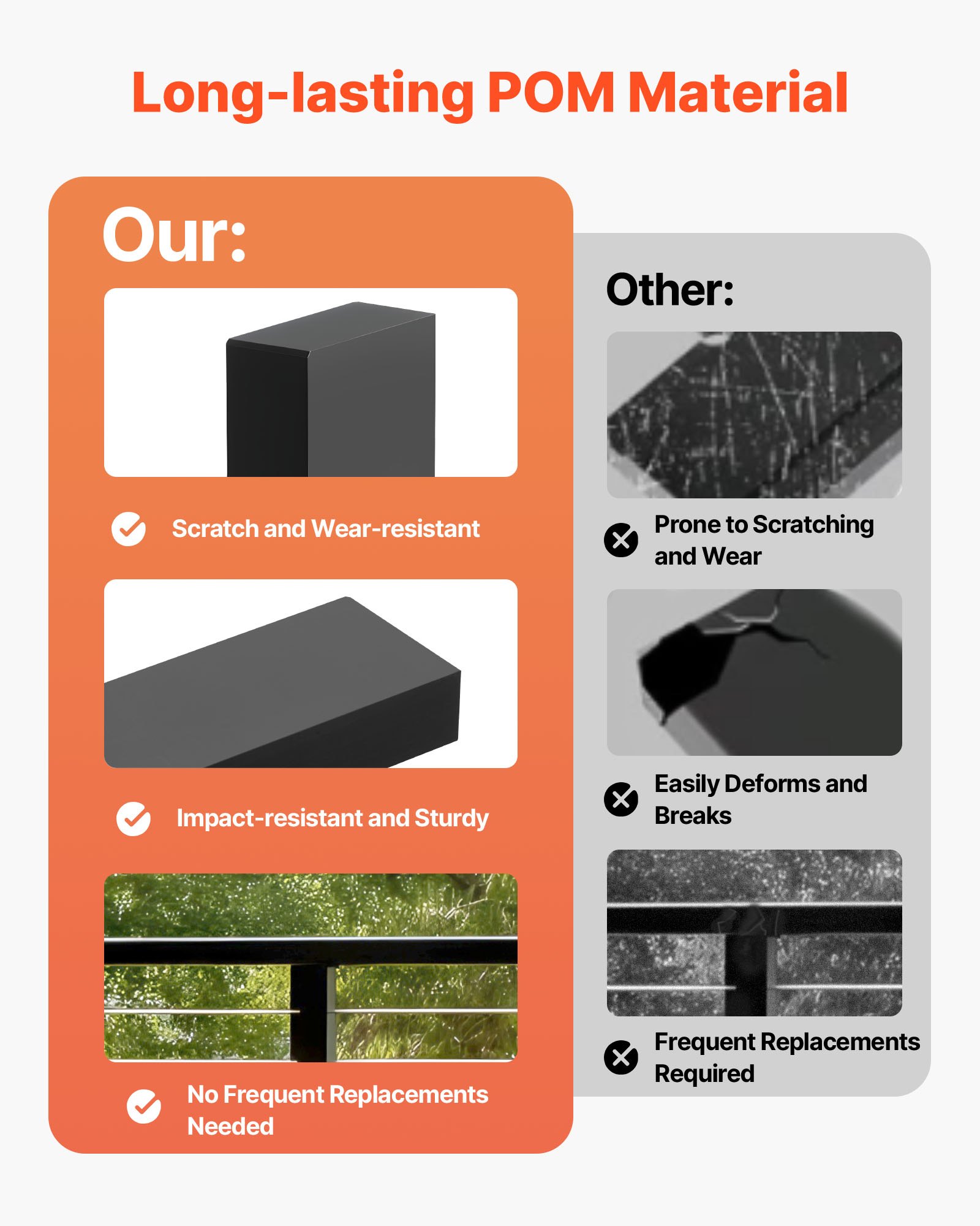 VEVOR Connettore per Ringhiera con Cavo, Confezione da 2, Raccordo Invisibile per Ringhiera Rettangolare per Scale Balconi, POM, Forma Piatta, per Uso Interno, Esterno, Nero Opaco