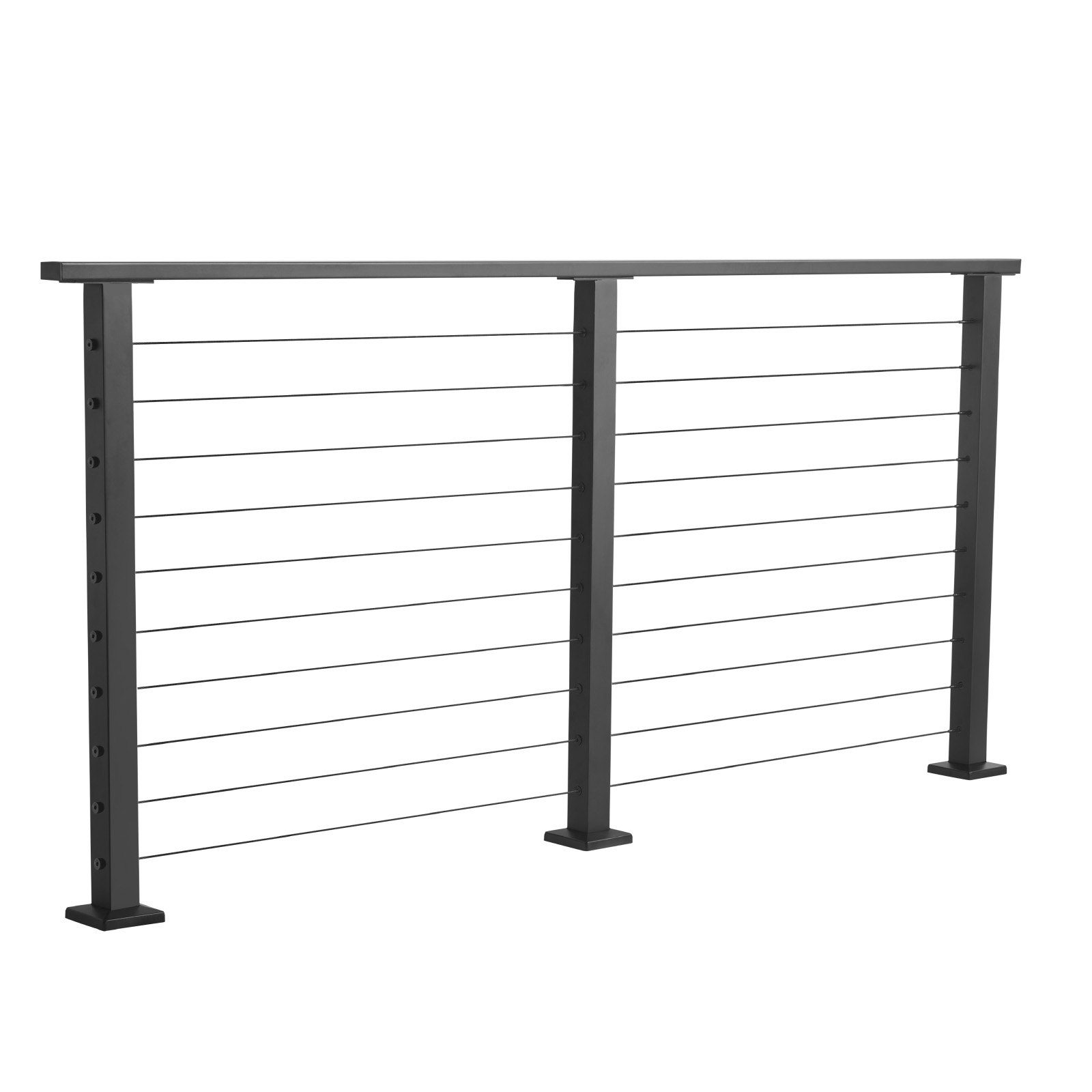 VEVOR Kit Ringhiera con Cavi da 198 cm, Ringhiera per Balcone in Acciaio Inox Nero Opaco, Kit di Corrimano per Scale con Montanti Altezza 89 cm, Spaziatura Cavi di 8 cm, per Cortile Terrazza