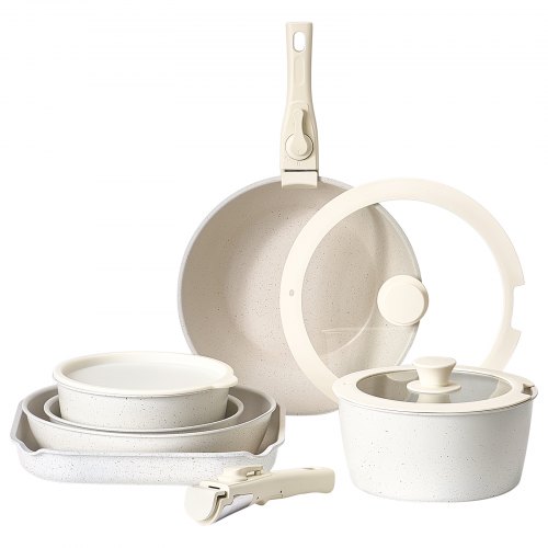 Set di pentole GiPP con manico rimovibile, set di padelle da 21 pezzi con rivestimento antiaderente, pentole a induzione, resistenti al forno, adatte a tutti i tipi di fornelli