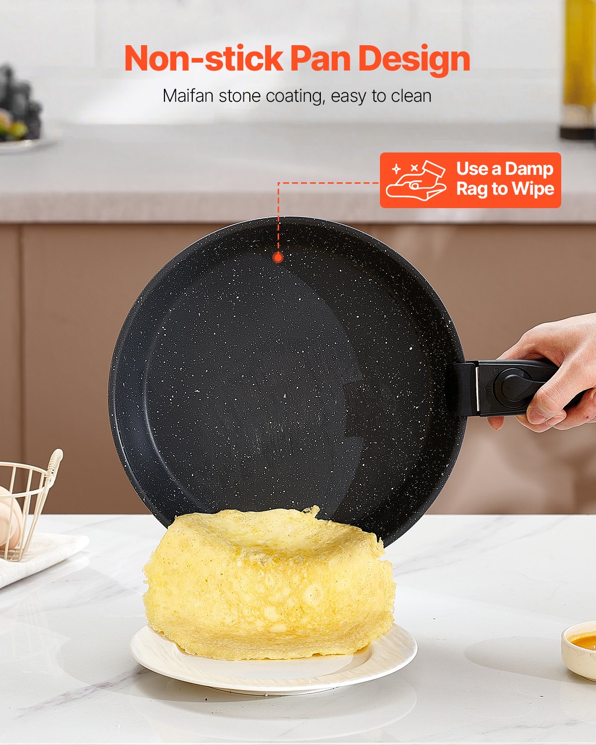 VEVOR Pentole e Padelle Antiaderenti, con Manico Staccabile, Set di Pentole a Induzione da Cucina per Camper, con Frittura, Coperchi in Vetro Temperato, Adatti al Forno,17 Pezzi Nero