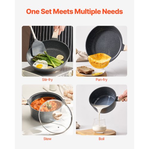 MAISON ARTS Set di pentole e padelle con manico staccabile, 10 pezzi antiaderenti in granito nero, set di pentole impilabili a induzione, ideale per campeggio e camper MAISON ARTS Set di pentole e padelle con manico staccabile, 10 pezzi antiaderenti in granito nero, set di pentole impilabili a induzione, ideale per campeggio e camper
