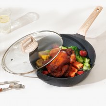 VEVOR Set di Pentole e Padelle Granito Antiaderente con Manico Nero 19 Pezzi