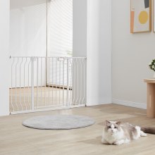 VEVOR Cancelletto di Sicurezza Larghezza Espandibile 75-129 cm Altezza 76 cm, Cancello di Sicurezza per Bambini Cani Gatti per Scale, Porte e Corridoi Senza Forare Ampia Apertura a 180° Colore Bianco