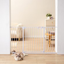 VEVOR Cancelletto di Sicurezza Larghezza Espandibile 75-129 cm Altezza 76 cm, Cancello di Sicurezza per Bambini Cani Gatti per Scale, Porte e Corridoi Senza Forare Ampia Apertura a 180° Colore Bianco