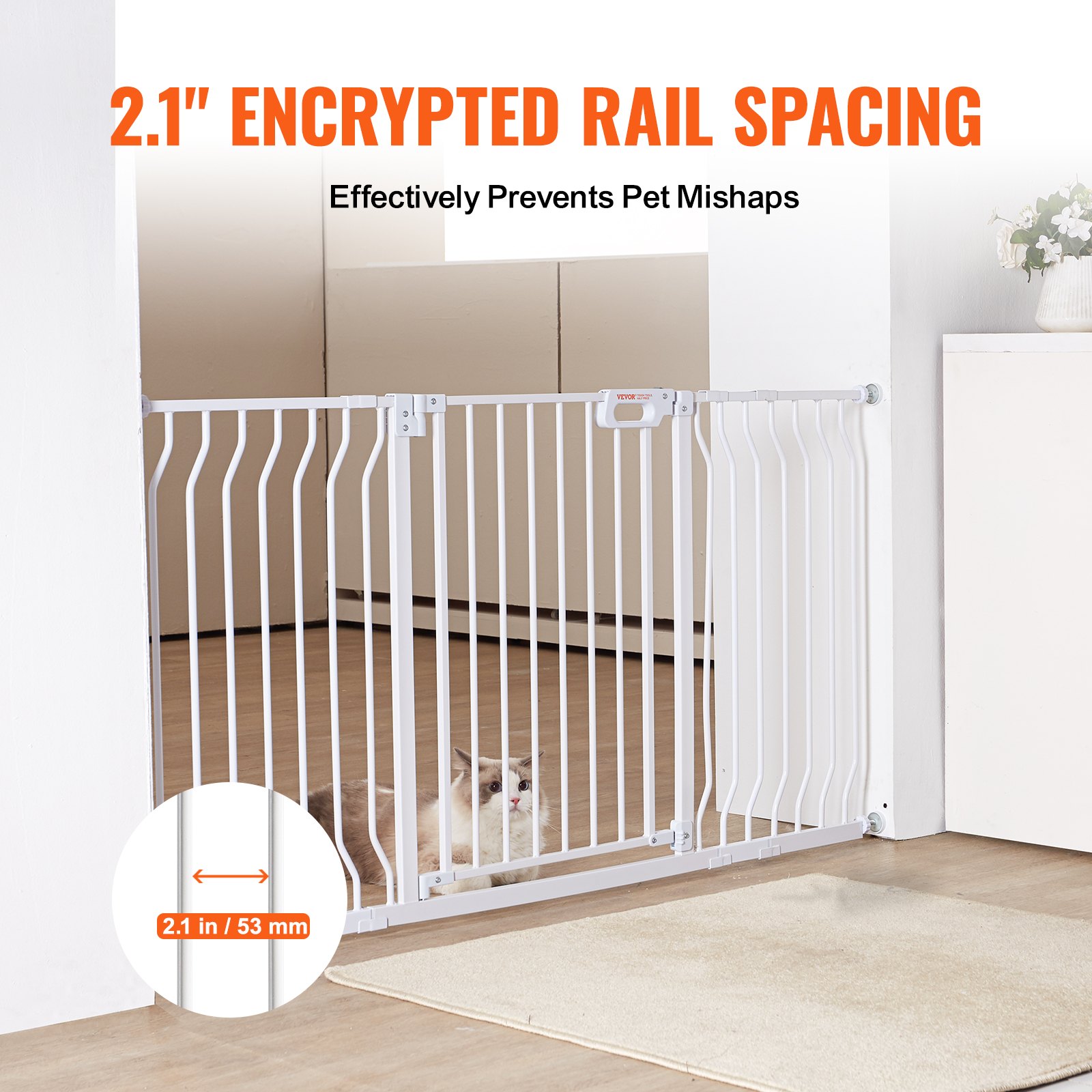 VEVOR Cancelletto di Sicurezza Larghezza Espandibile 749-1417mm Altezza 762mm, Cancello di Sicurezza per Bambini Cani Animali Domestici per Scale Porta Senza Forare Ampia Apertura a 180° Colore Bianco