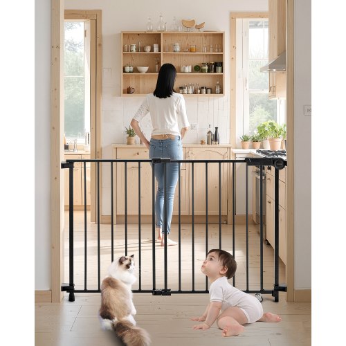 VEVOR Cancelletto per Bambini o Animali Domestici, Larghezza Regolabile da 75 a 109,2 cm, Cancelletto Alto 711 mm, Senza Barra di Soglia, Cancelletto con Viti, per Scale e Porte, Nero