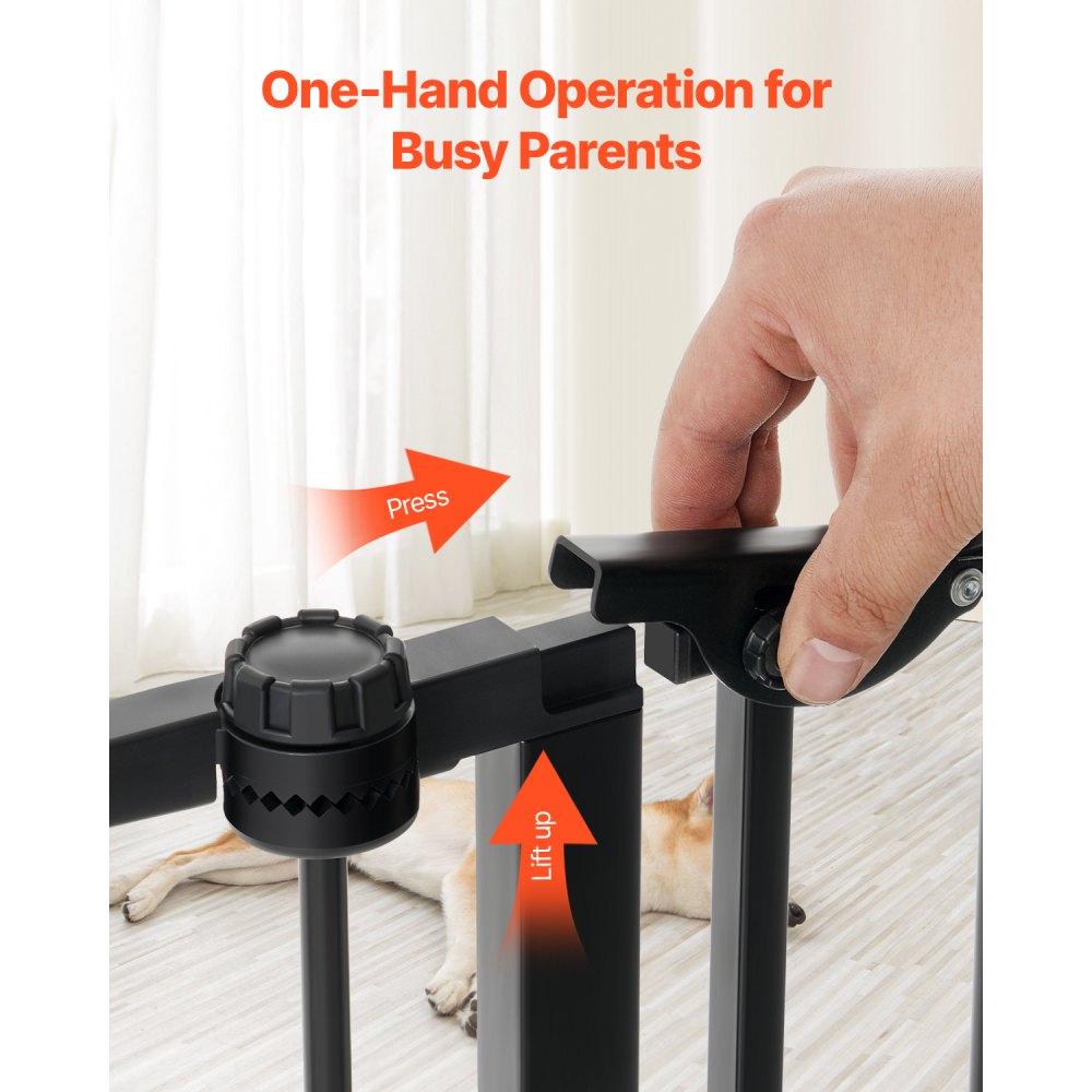 VEVOR Cancello Pieghevole a 8 Pannelli, per Bambini Animali Domestici, Cancelletto Alto 711 mm Largo 487,7 cm, Installabile Tra Due Pareti Come Recinzione, Tazze Parete per Scale Porte, Nero