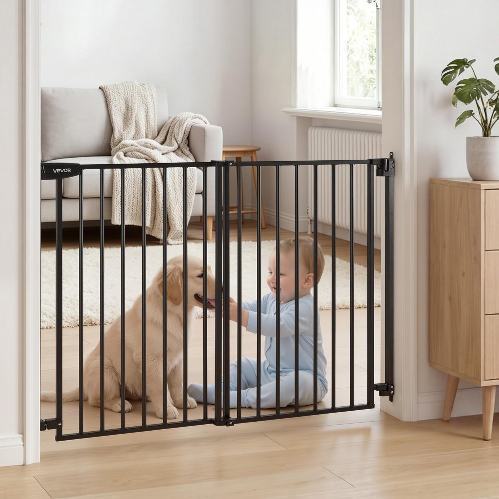VEVOR Cancelletto di Sicurezza per Bambini, Larghezza Regolabile da 778 a 1210 mm, Altezza 760 mm, Colore Nero, Senza Barra Inferiore, con Kit di Montaggio, per Scale Porte e Casa Bimbi e Animali