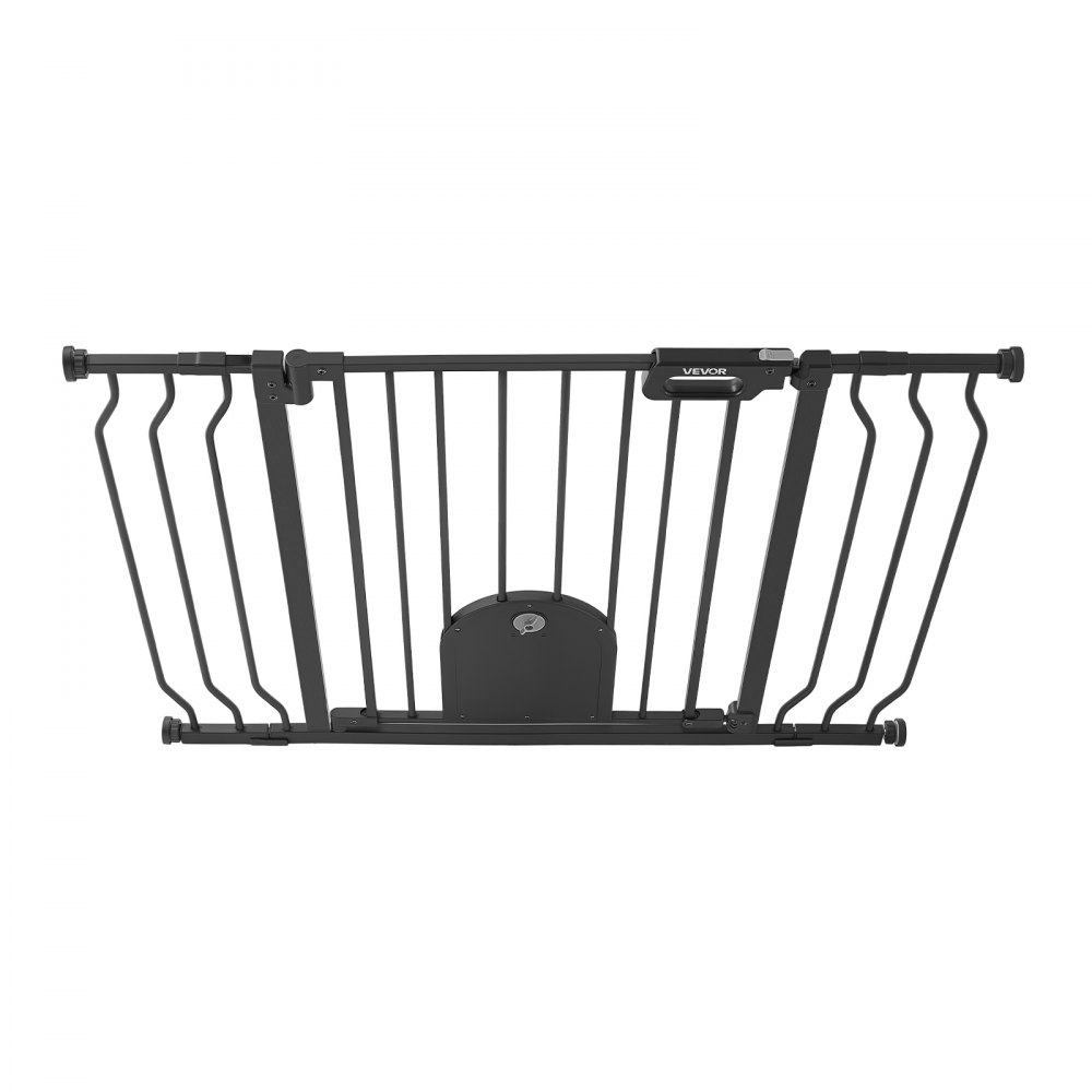 VEVOR Cancelletto di Sicurezza per Bambini, Grata Animali Larghezza Regolabile da 75 a 111 cm, con Porticina Gatti Regolabile, Colore Nero, Kit di Montaggio a Pressione e Kit a Parete, uso Interno