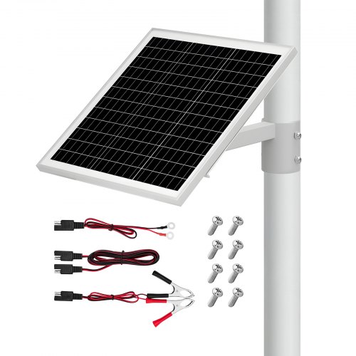 VEVOR Caricabatterie per Pannello Solare da 20 W e 12 V, Celle Monocristalline, Controllo Integrato, Staffa di Montaggio su Palo da 40-68 mm, Impermeabile IP65, per Auto, Barche, Rimorchi