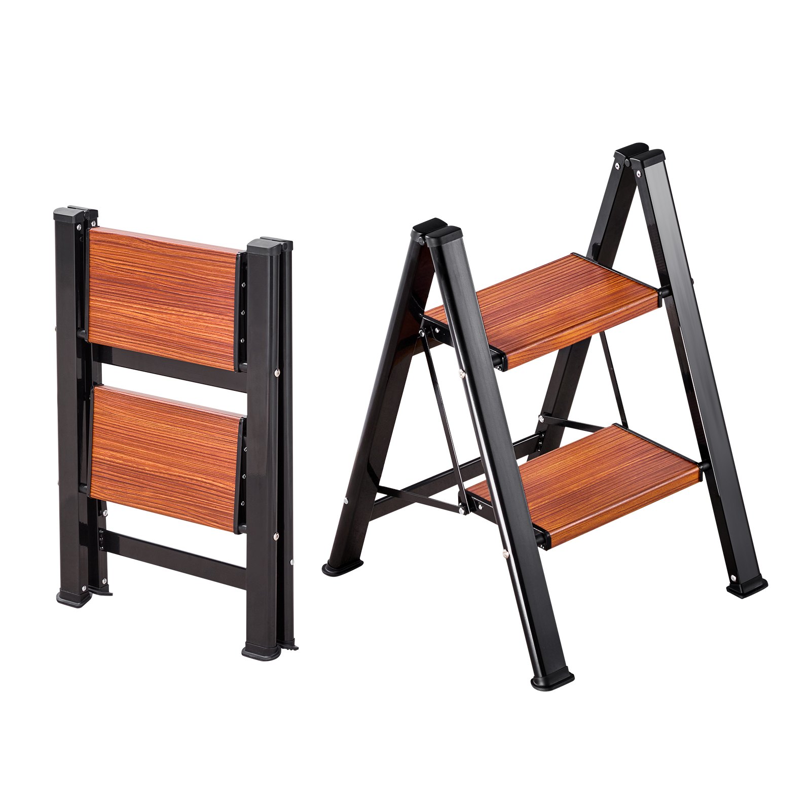 VEVOR Scaletta Pieghevole Salvaspazio con 2 Gradini con Ampio Pedale Antiscivolo e Comoda Impugnatura, Supporto per Piante in Alluminio Portatile e Leggero con Capacità di 150 kg, Multiuso per Adulti