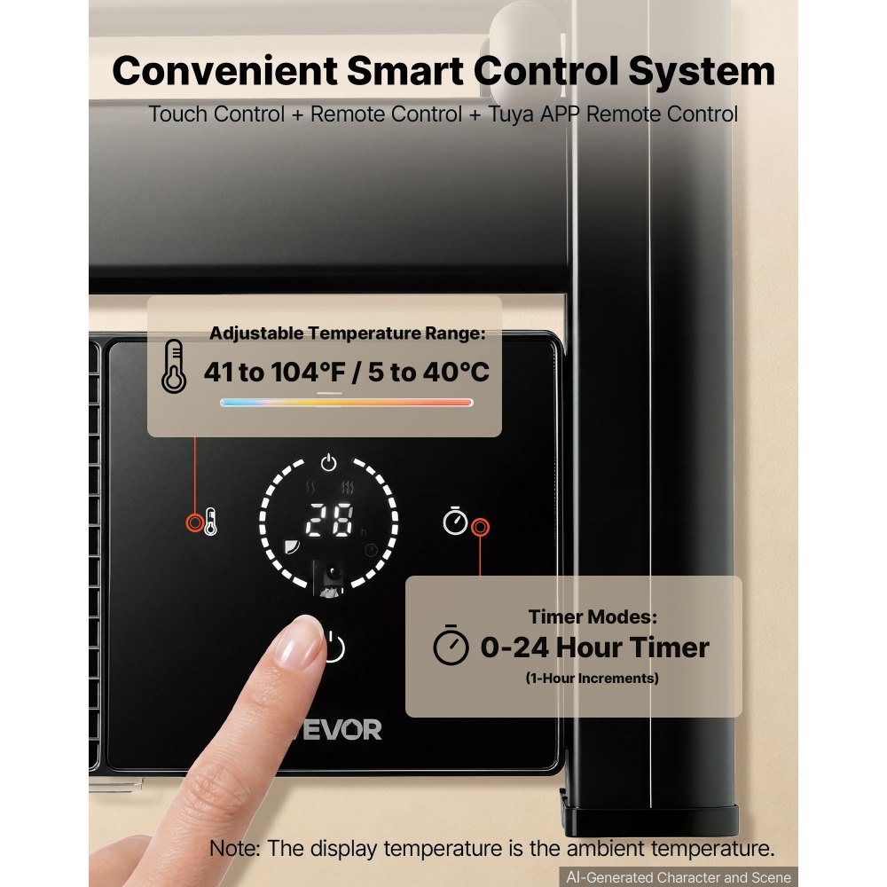 VEVOR Scaldasalviette Elettrico a Parete per Bagno con Timer da 0 a 24 ore, 11 Barre, in Lega di Alluminio, con Telecomando e App, Touchscreen, Temperatura Regolabile da 5 a 40 °C, Impermeabile IPX4