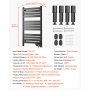 VEVOR Scaldasalviette Elettrico a Parete Bagno 12 Barre Impermeabile IPX4, in Lega di Alluminio, con Protezione Anti Surriscaldamento, Riscaldamento e Asciugatura con Touch Screen, Timer da 1 a 8 Ore