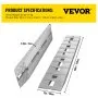 VEVOR 1520 x 305 mm Rampe in alluminio 2 pz Rampe ATV Rampe di carico Capacità 6000 lbs / 2722 kg Fino a 16 pollici / 406 mm di altezza di carico