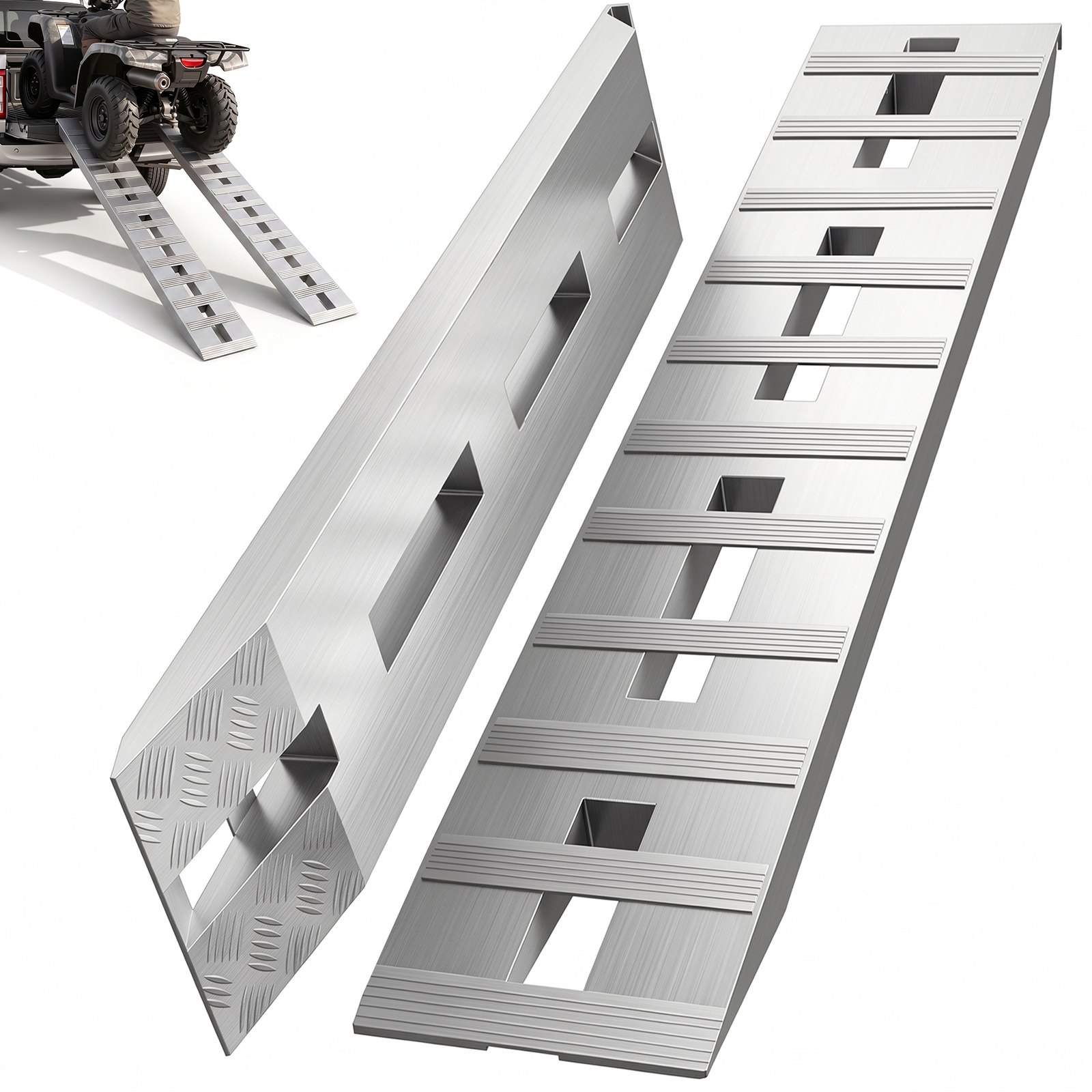 VEVOR 1520 x 305 mm Rampe in alluminio 2 pz Rampe ATV Rampe di carico Capacità 6000 lbs / 2722 kg Fino a 16 pollici / 406 mm di altezza di carico