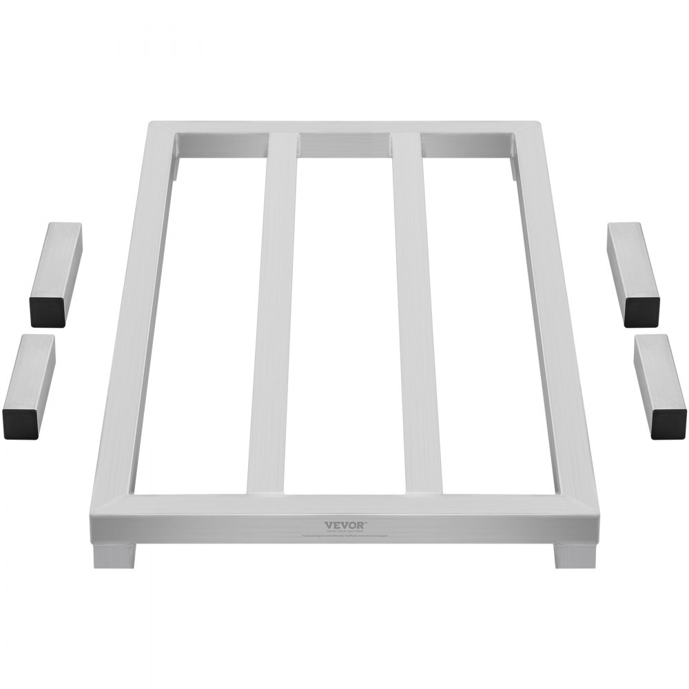 VEVOR Aluminum Storage Rack, 36 x 20 inch Commercial Floor Shelf for Food, 8 inches above ground, 1800 lbs load capacity, fully welded aluminum storage rack, for storage in restaurants, kitchens, garages and vehicles