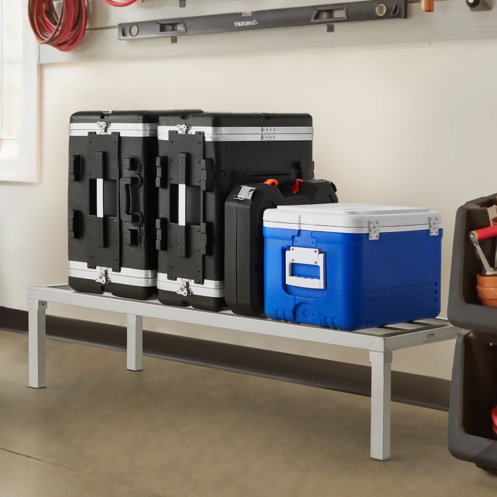 VEVOR Scaffale in Alluminio, 121,9 x 50,8 x 30,5 cm, Scaffale Commerciale, Portata 817,2 kg, Completamente Saldato, per la Conservazione degli Alimenti a Pavimento, in Ristoranti, Cucine, Garage